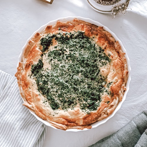 Blätterteig-Quiche mit Spinat und Lachs