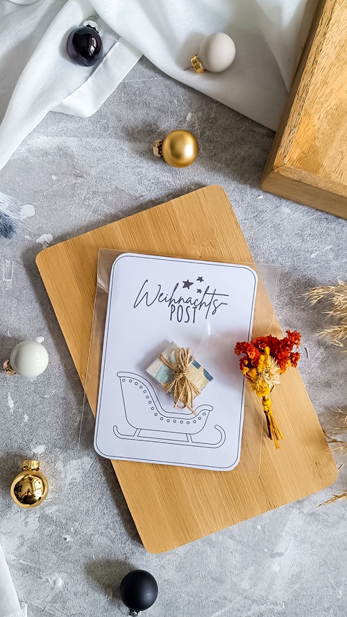 Weihnachtspost basteln – kreative Geschenkidee mit Geldschein oder süßer Überraschung