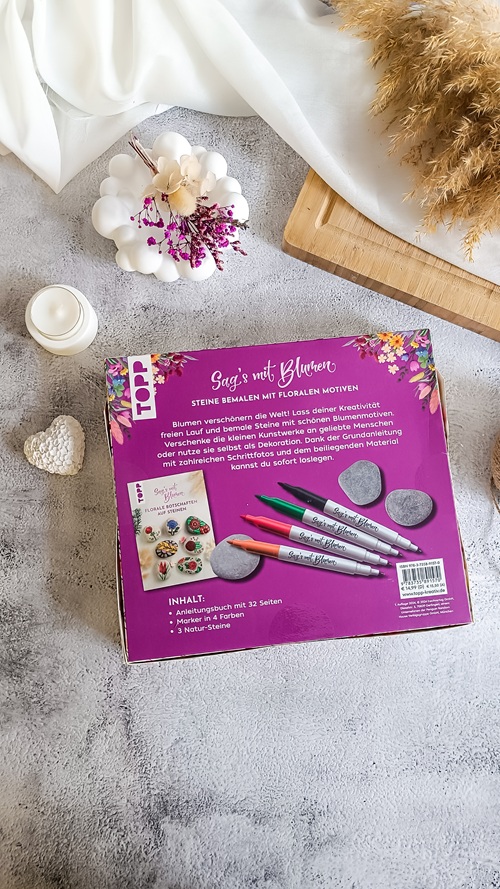 Malen, schenken, Freude teilen – Meine Rezension zu „Kreativ-Set: Sag’s mit Blumen – Florale Botschaften auf Steinen“
